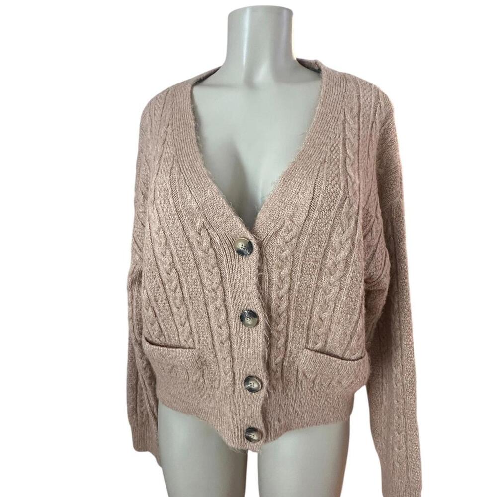 Zara Women's Cardigan S Brown  V-Neck Button Cardigan Camel  SIZE L # 1128 - Picture 12 of 16